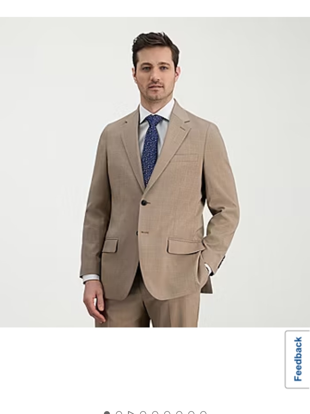 Haggar Smart Wash Mens Classic Fit Plaid Suit Jacket Taupe Size 48 Long